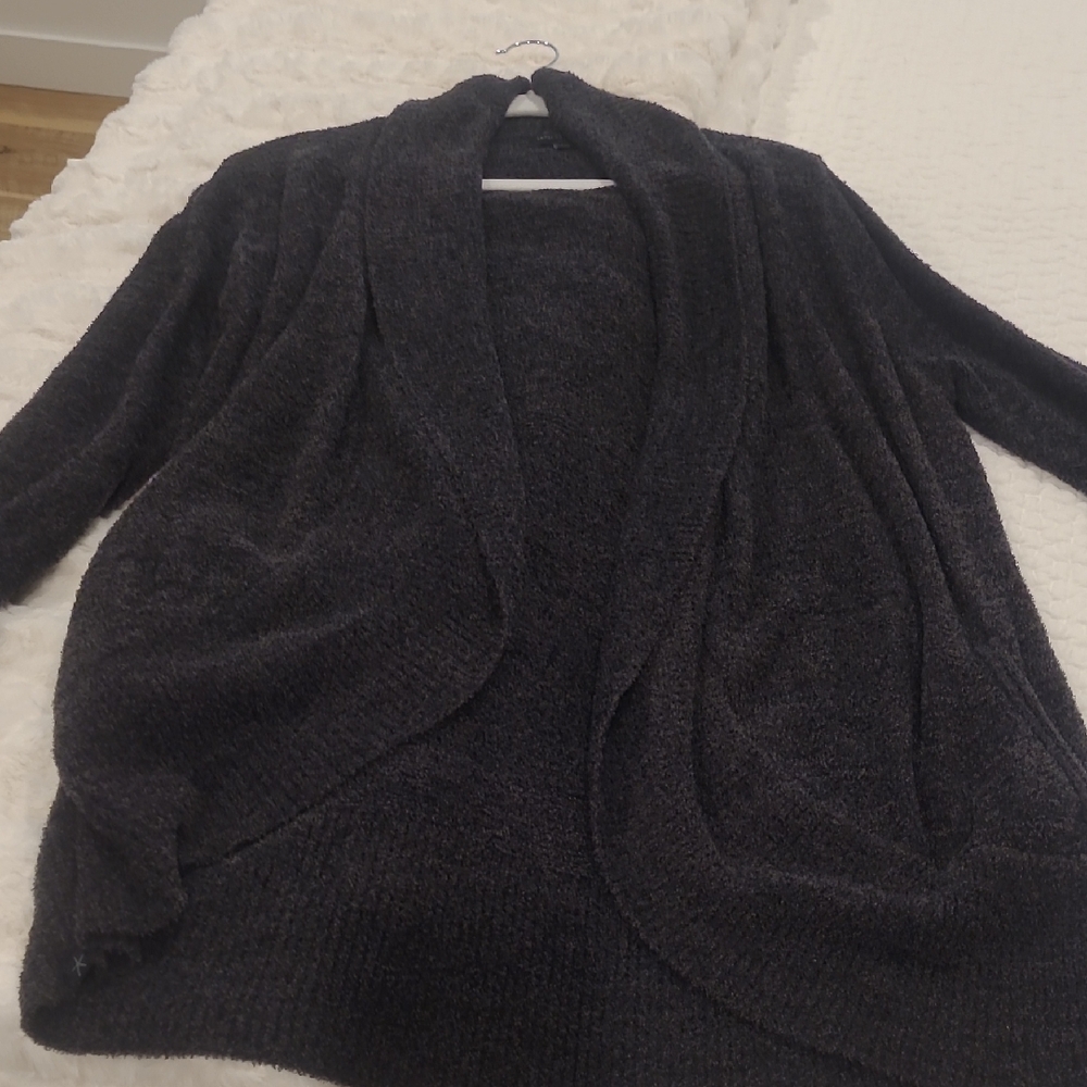 Barefoot Dreams Plush Open-Front Cardigan - Black